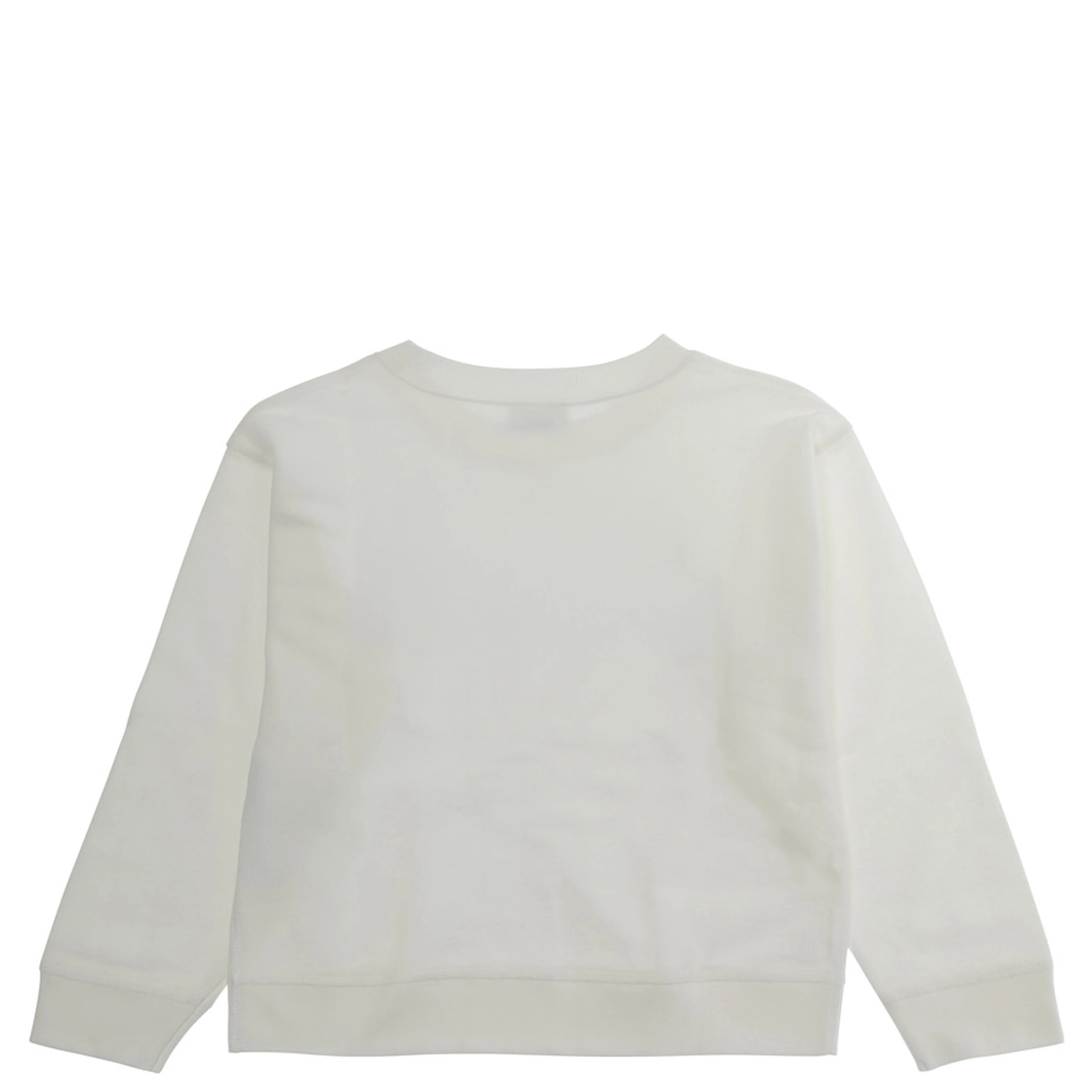 White Crewneck Sweatshirt with Front Logo and Web Detail in Cotton Girl