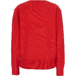 CASHMERE V-NECK SWEATER with V-neck and long sleeves in Wool and Cashmere Red Women