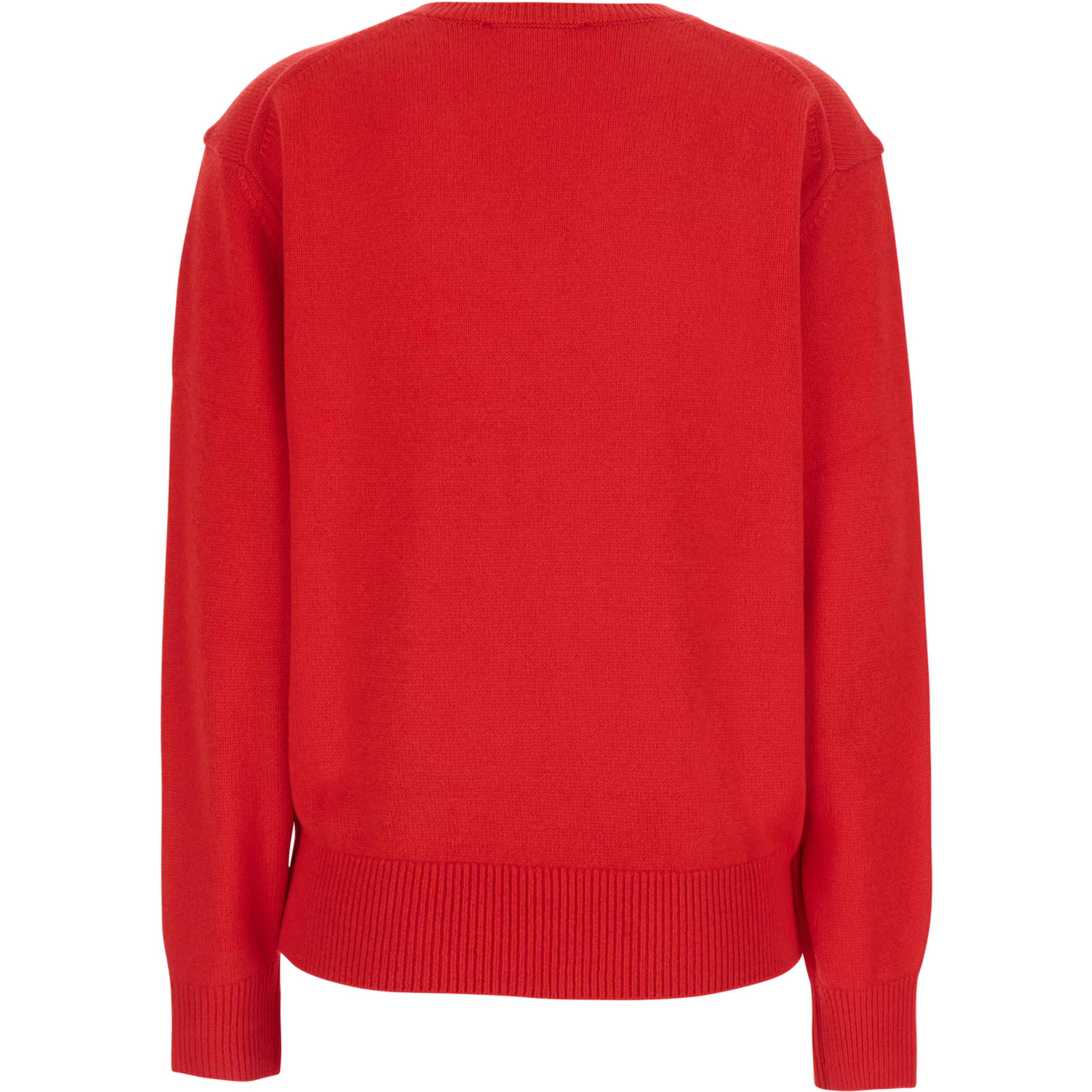 CASHMERE V-NECK SWEATER with V-neck and long sleeves in Wool and Cashmere Red Women