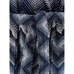 Blue Hooded Bathrobe with Zig Zag Design in Fabric Home