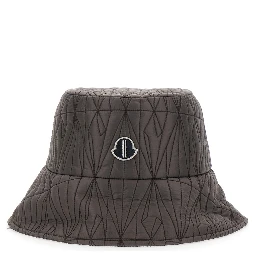 Rick Owens X Moncler Brown Unisex Fisherman Hat with Front Logo Patch and All-Over Logo Embroidery in Tech Fabric