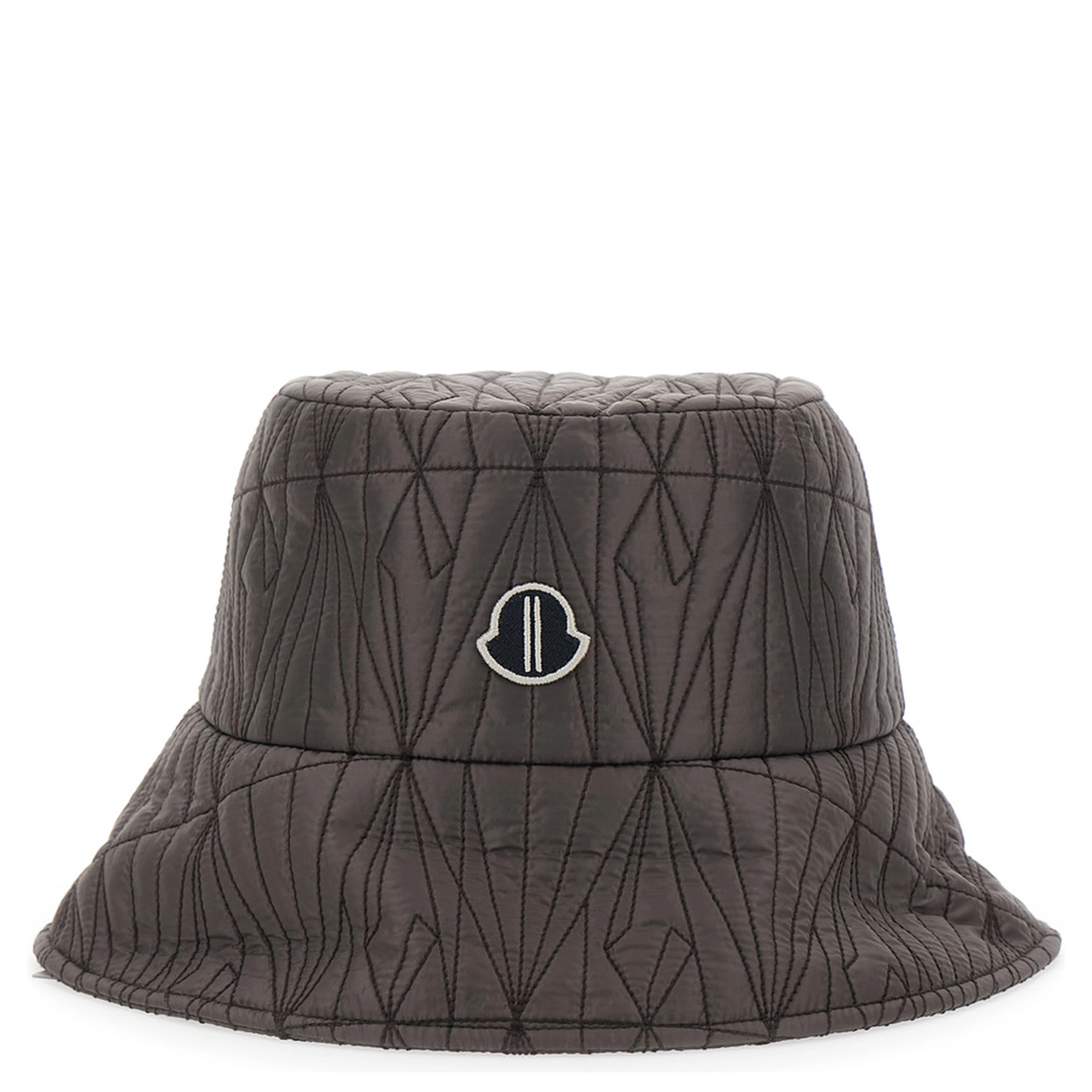 Rick Owens X Moncler Brown Unisex Fisherman Hat with Front Logo Patch and All-Over Logo Embroidery in Tech Fabric