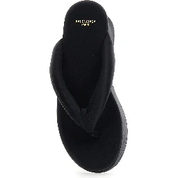 Gaeta Black Wedges with Thong Design and Medium Heel in Viscose Blend for Women