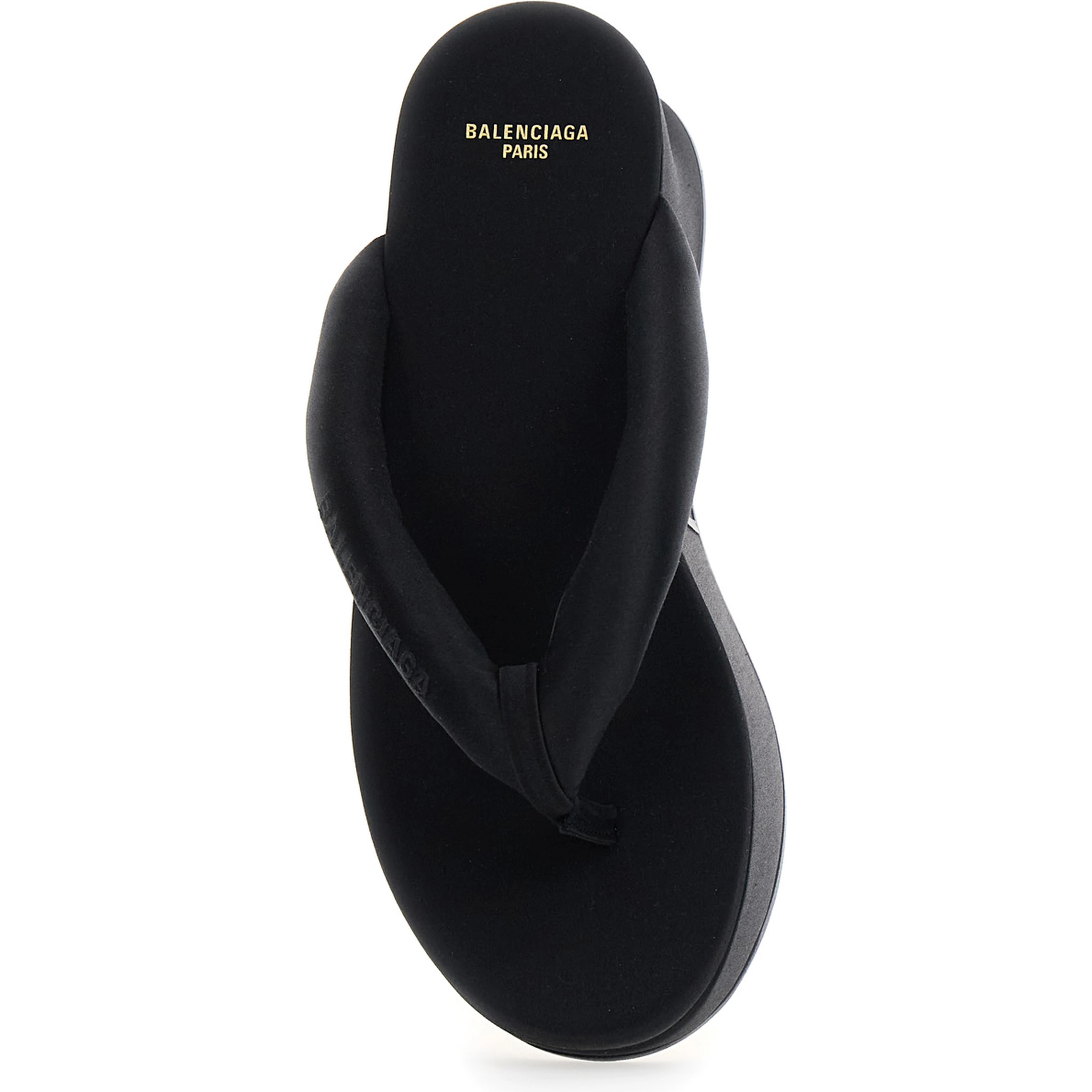 Gaeta Black Wedges with Thong Design and Medium Heel in Viscose Blend for Women