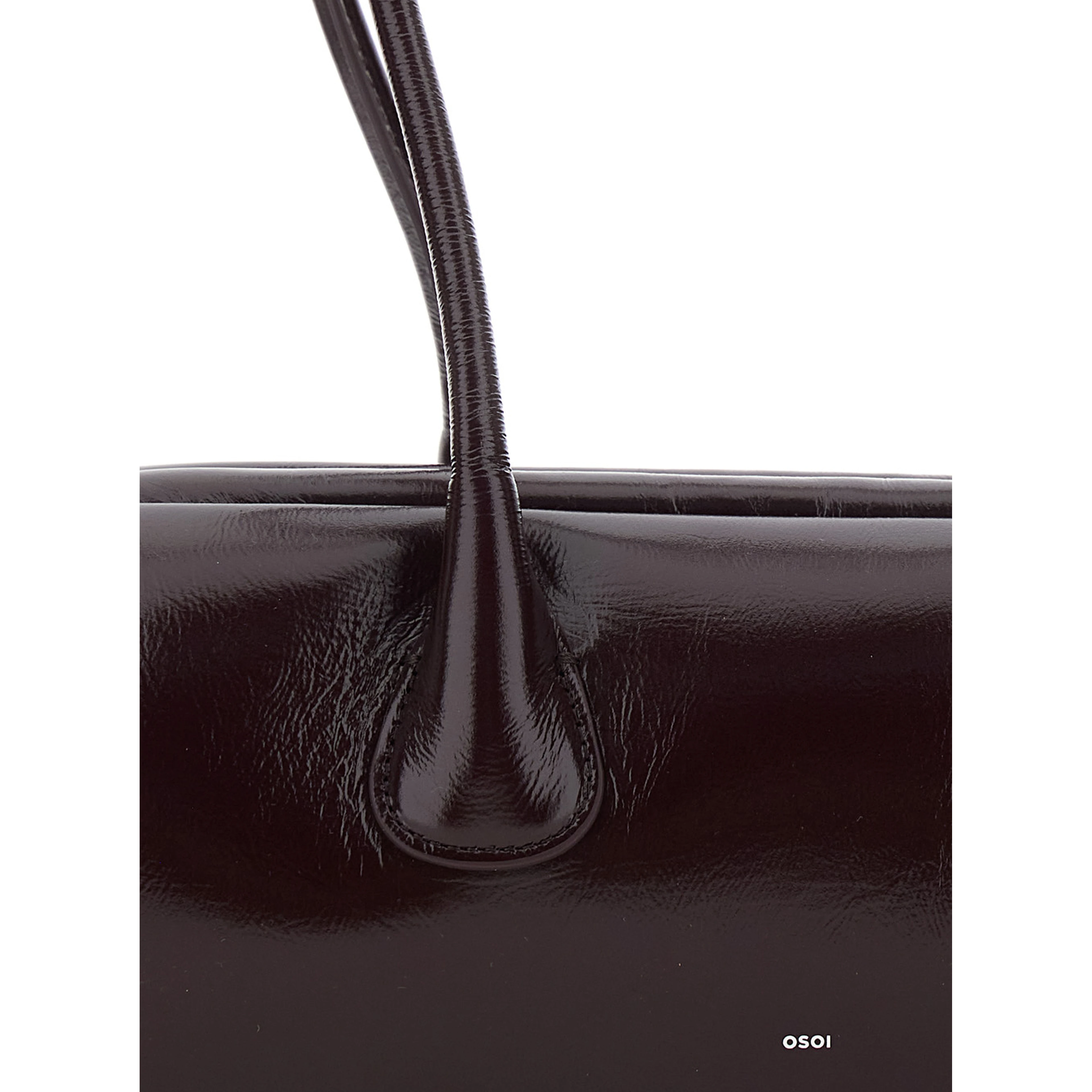 Boat Wide Bordeaux Mini Shoulder bag with Two Top Handles in Leather for Women