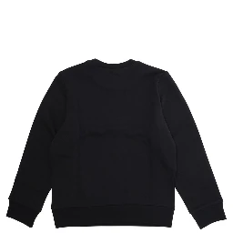 Crewneck Sweatshirt with Maxi Logo Print in Black Cotton Girl