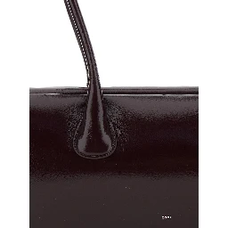 Boat Wide Bordeaux Shoulder bag with Two Top Handles in Leather for Women