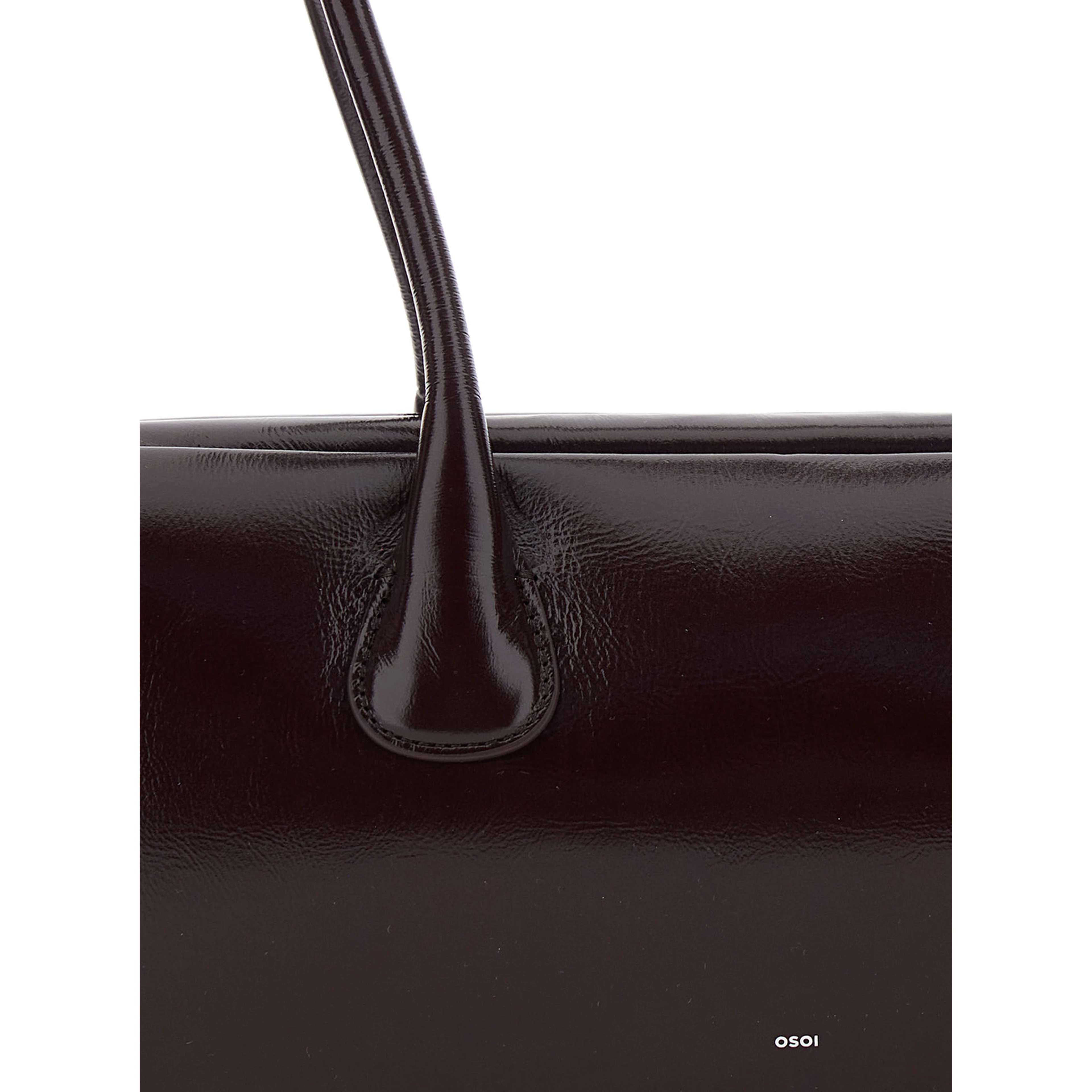 Boat Wide Bordeaux Shoulder bag with Two Top Handles in Leather for Women