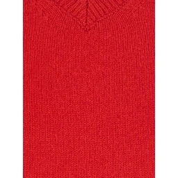 CASHMERE V-NECK SWEATER with V-neck and long sleeves in Wool and Cashmere Red Women