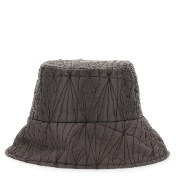 Rick Owens X Moncler Brown Unisex Fisherman Hat with Front Logo Patch and All-Over Logo Embroidery in Tech Fabric