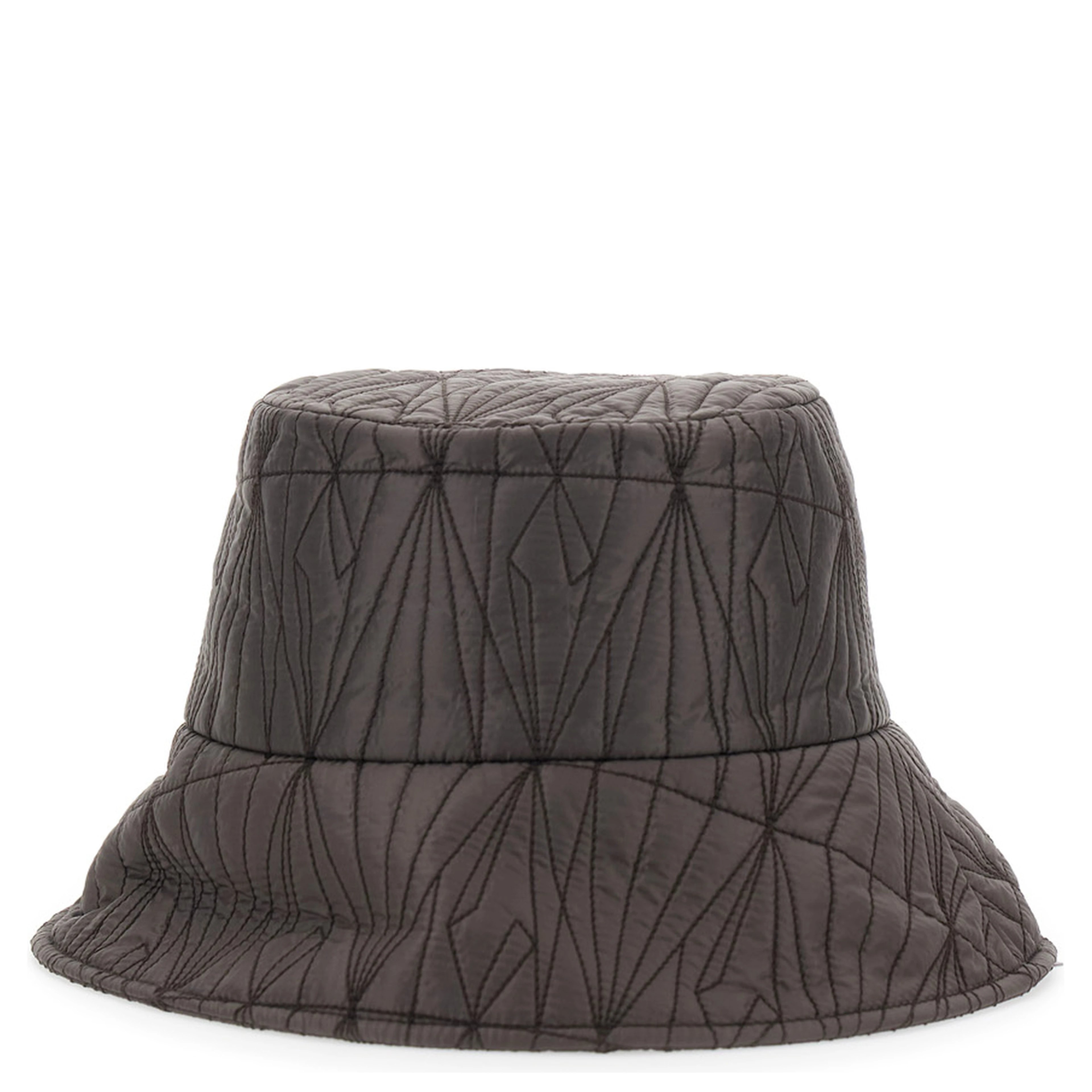 Rick Owens X Moncler Brown Unisex Fisherman Hat with Front Logo Patch and All-Over Logo Embroidery in Tech Fabric