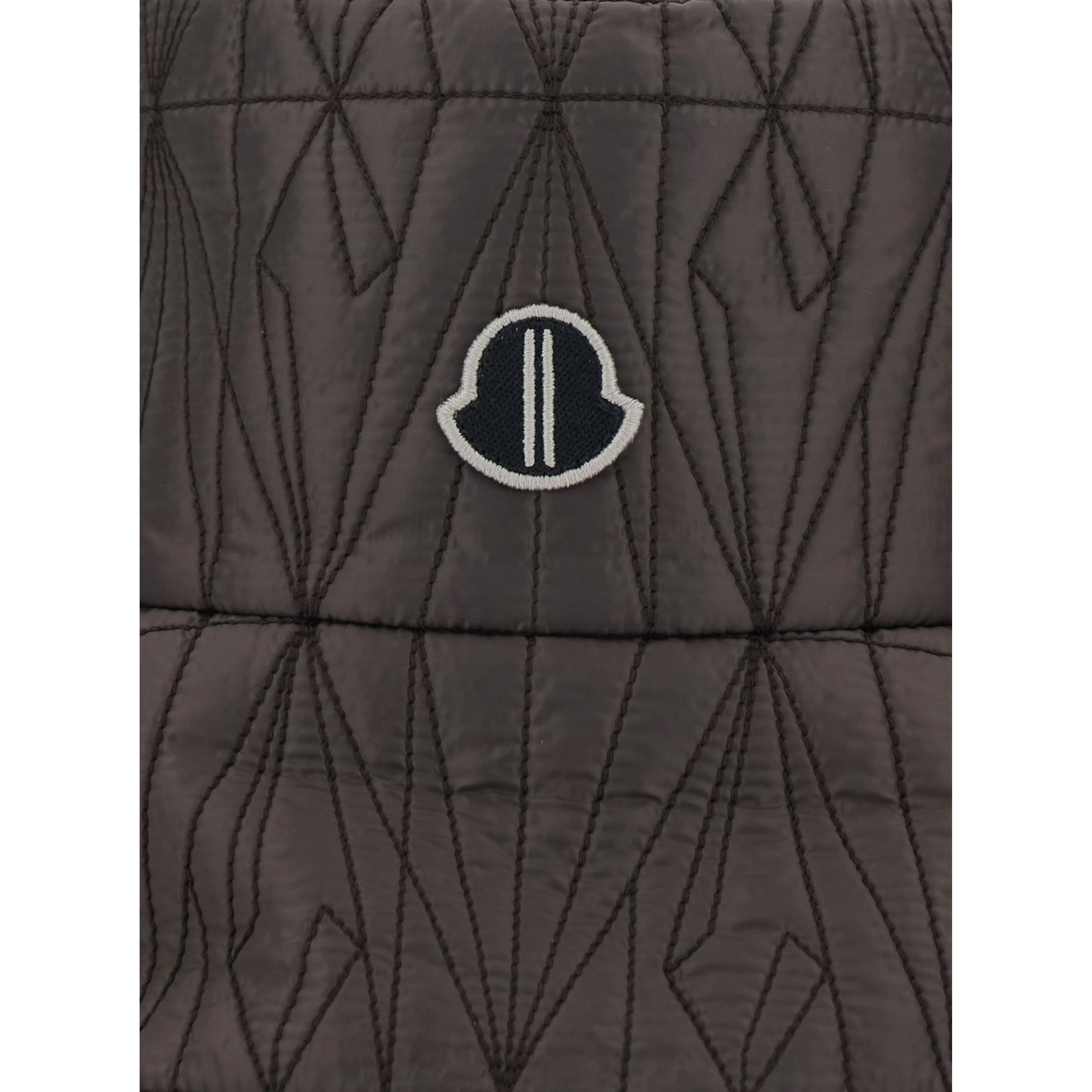 Rick Owens X Moncler Brown Unisex Fisherman Hat with Front Logo Patch and All-Over Logo Embroidery in Tech Fabric