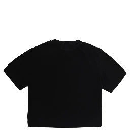 Black Crew Neck T-Shirt with Logo lettering on the Front in Cotton Girl
