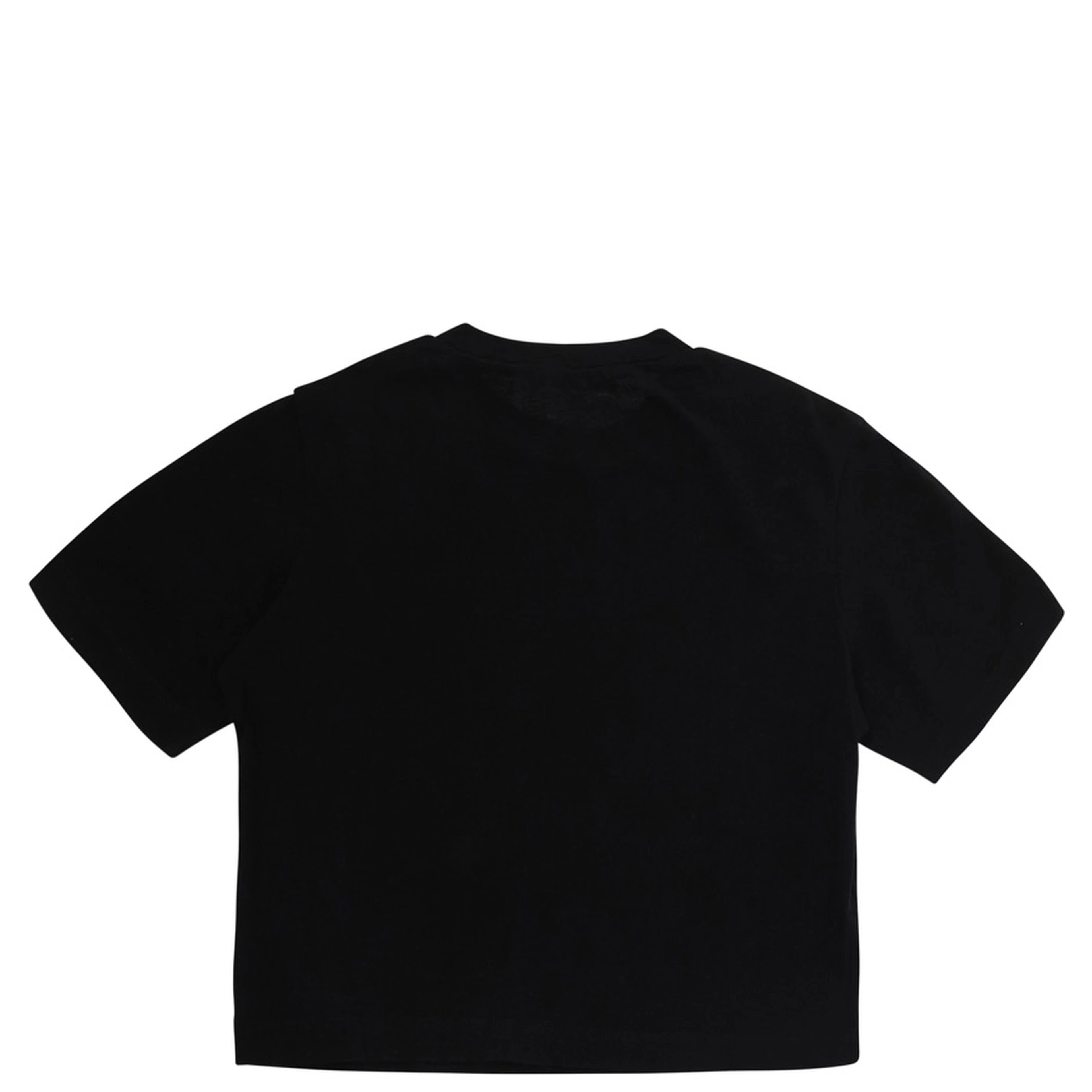 Black Crew Neck T-Shirt with Logo lettering on the Front in Cotton Girl