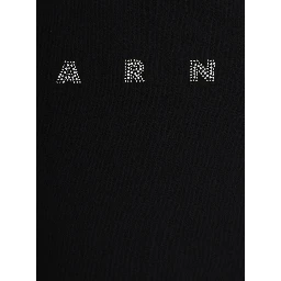 Black Crew Neck T-Shirt with Logo lettering on the Front in Cotton Girl
