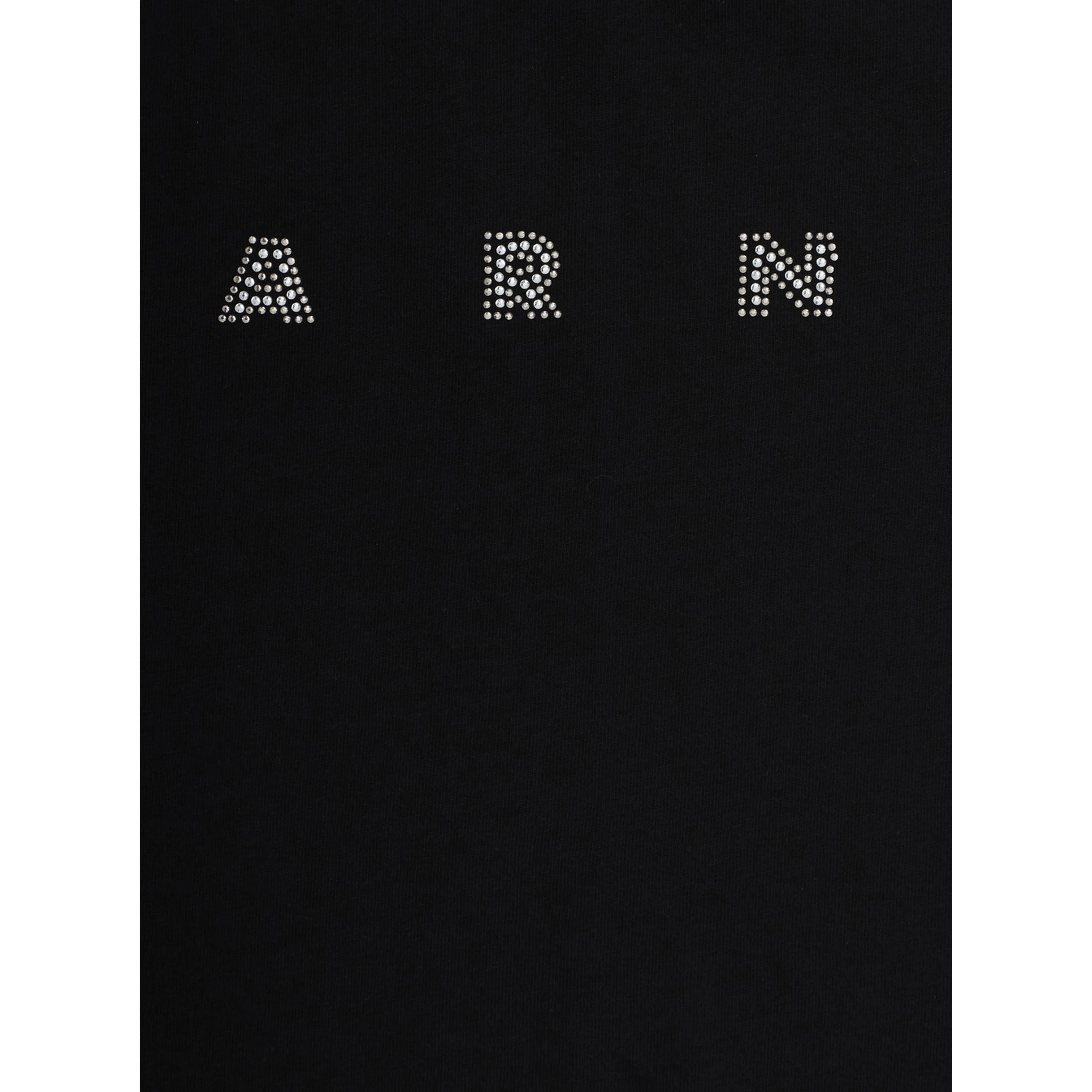 Black Crew Neck T-Shirt with Logo lettering on the Front in Cotton Girl