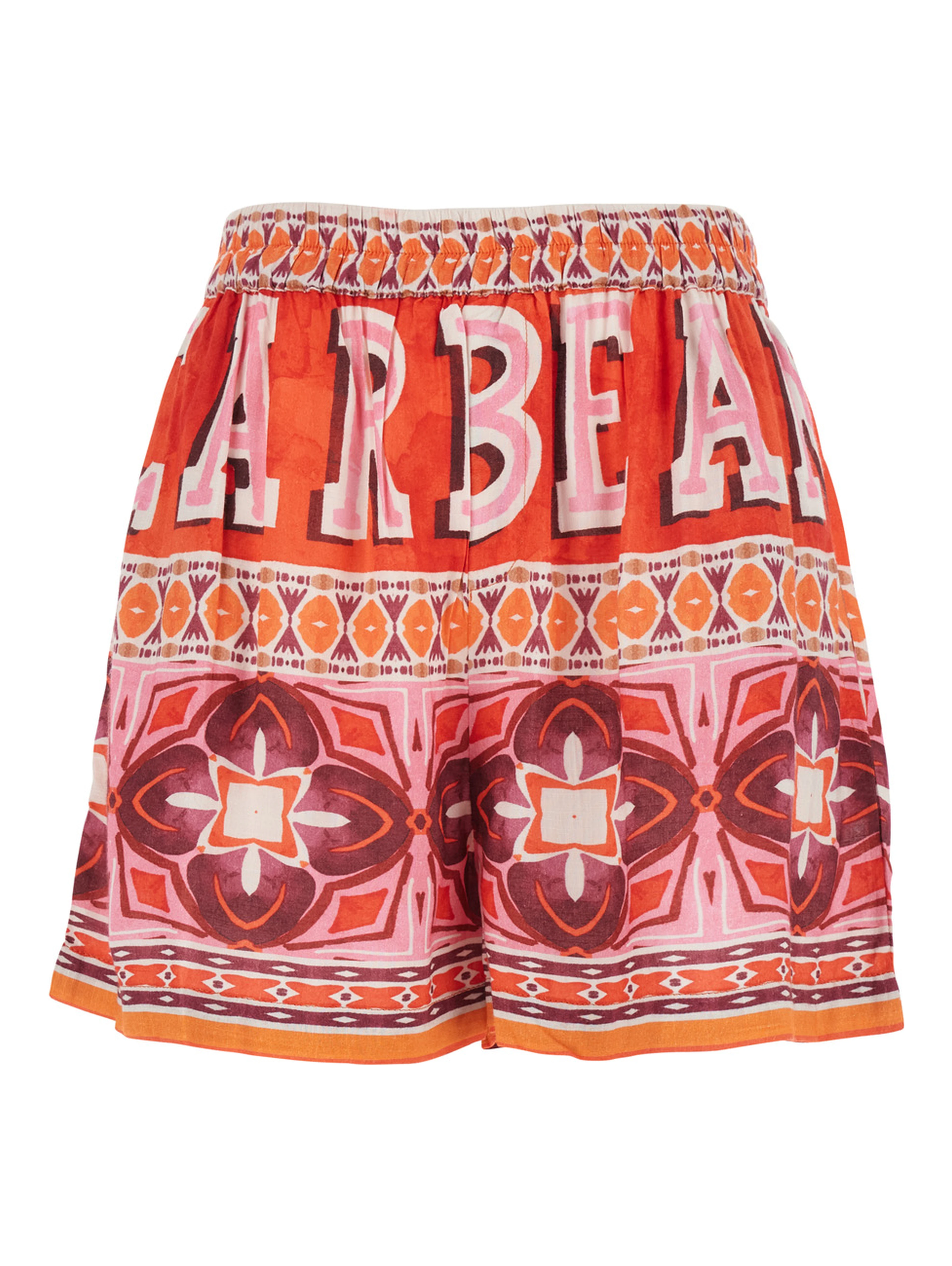 KASSIE Red Shorts with Elasticated Waist and All-Over Print in Fabric Women