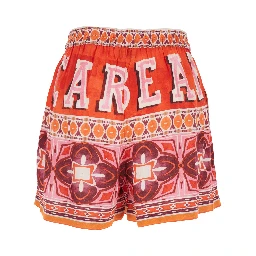 KASSIE Red Shorts with Elasticated Waist and All-Over Print in Fabric Women