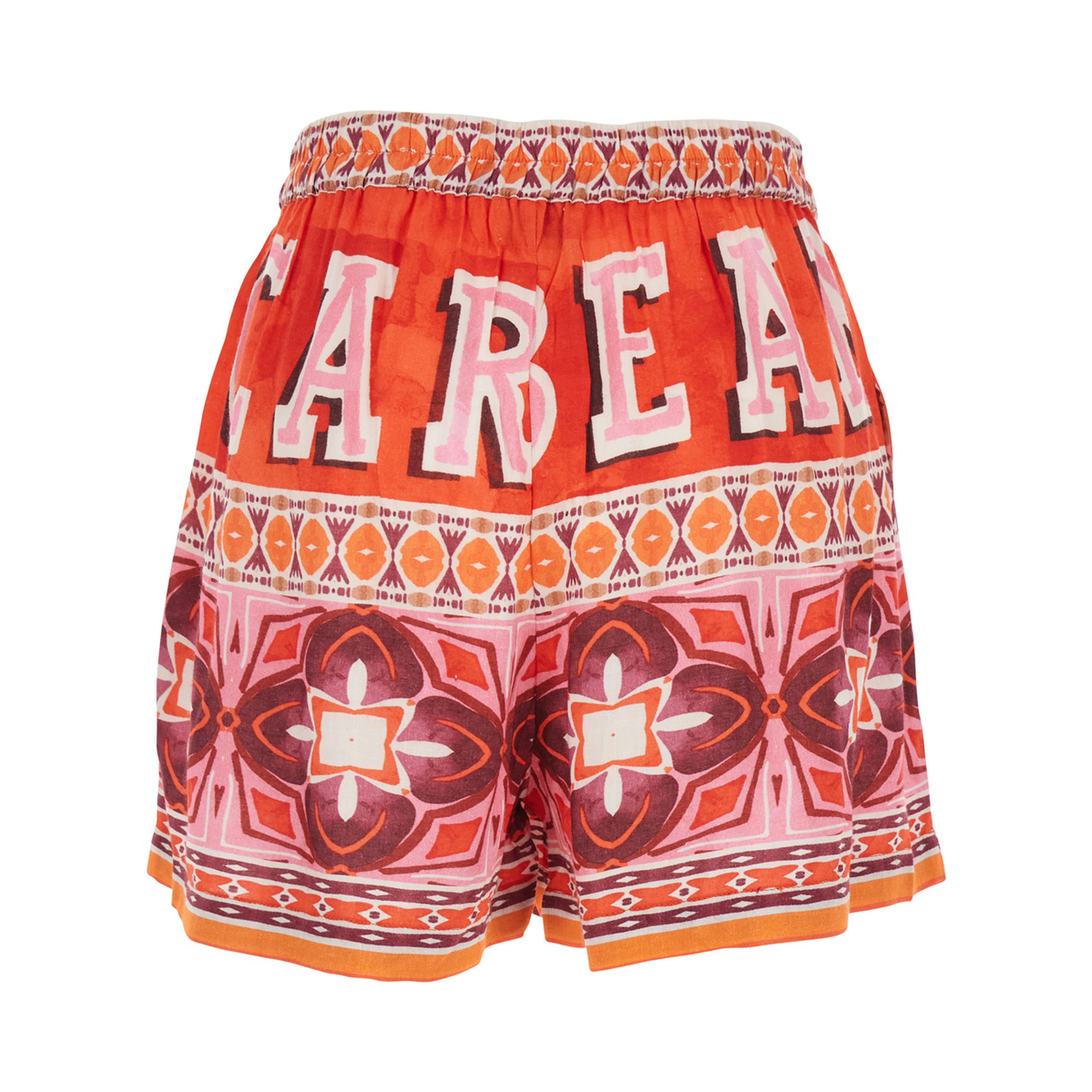 KASSIE Red Shorts with Elasticated Waist and All-Over Print in Fabric Women
