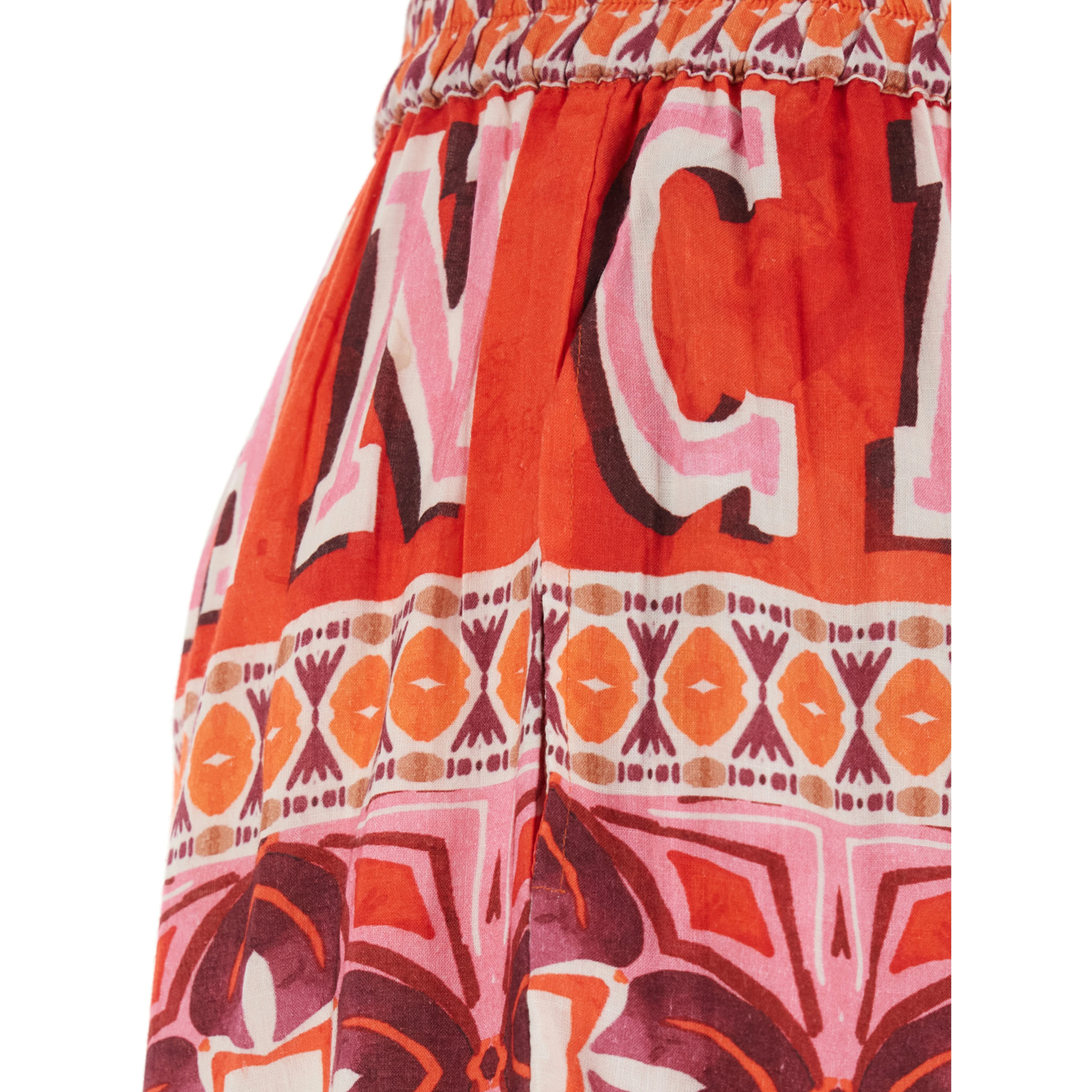 KASSIE Red Shorts with Elasticated Waist and All-Over Print in Fabric Women