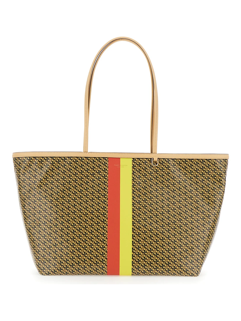 The Racer Multicolor Tote bag with All-Over Print and Stripes In Cotton Blend for Women