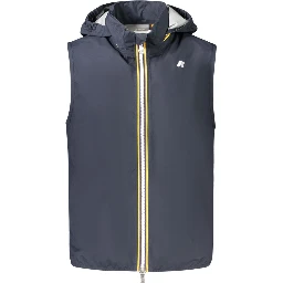 Blue Polyester Men Sleeveless Jacket