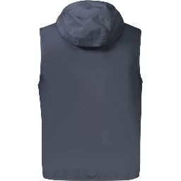 Blue Polyester Men Sleeveless Jacket