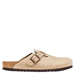Beige Leather Clogs