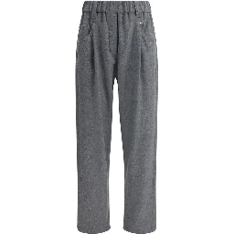 Gray Fleece Wool Casual Pants