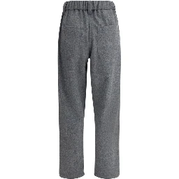 Gray Fleece Wool Casual Pants