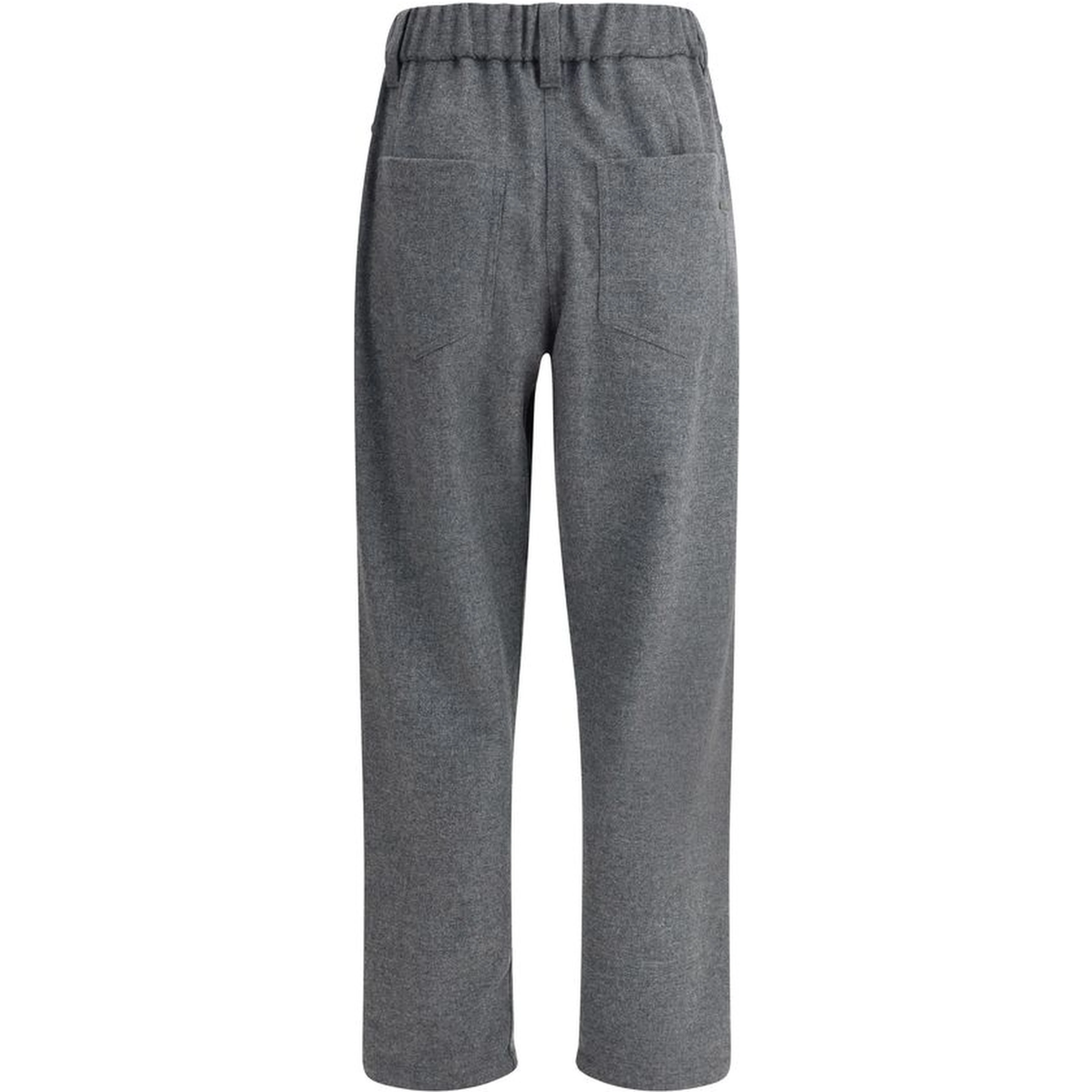 Gray Fleece Wool Casual Pants