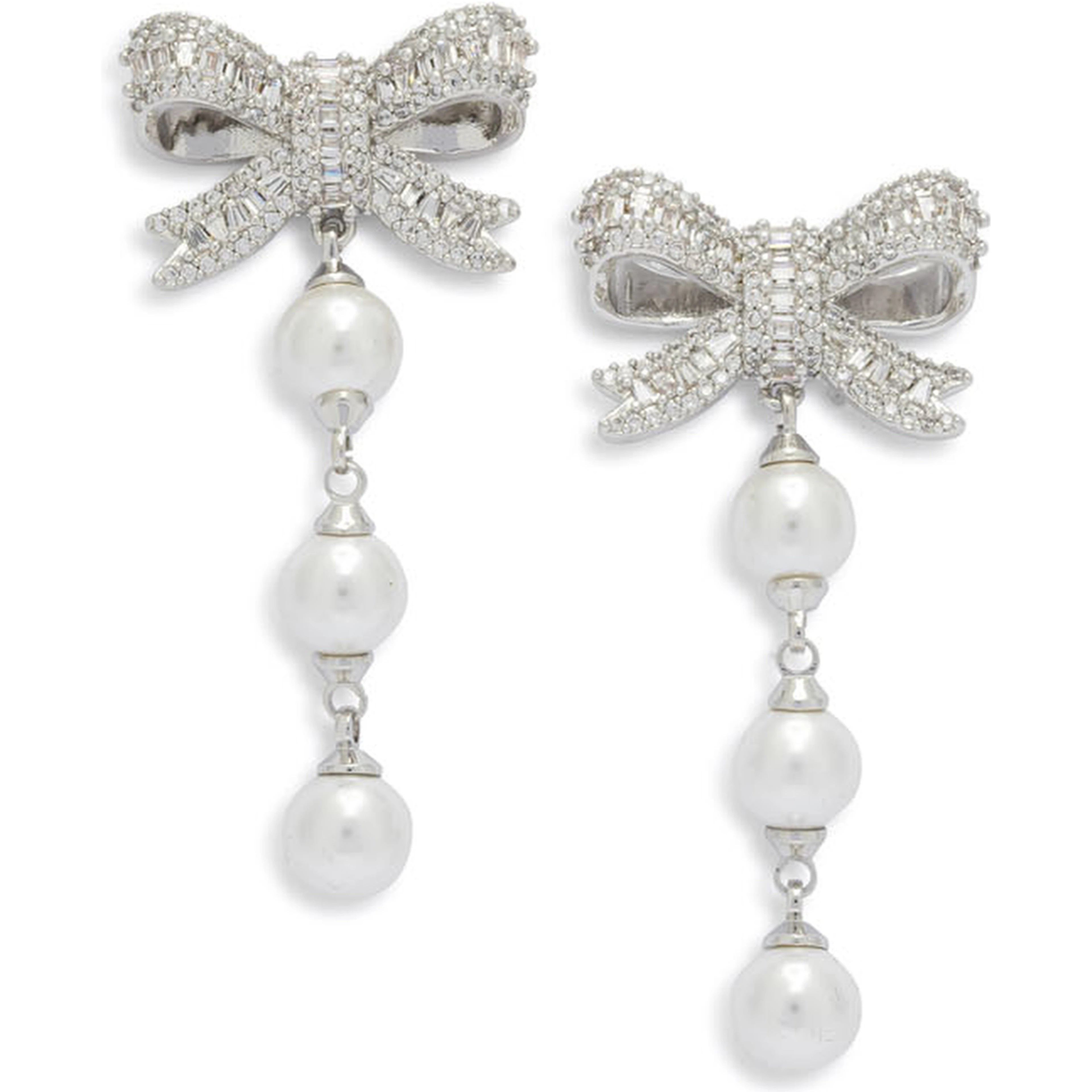 Dangling earrings with pearls and crystals