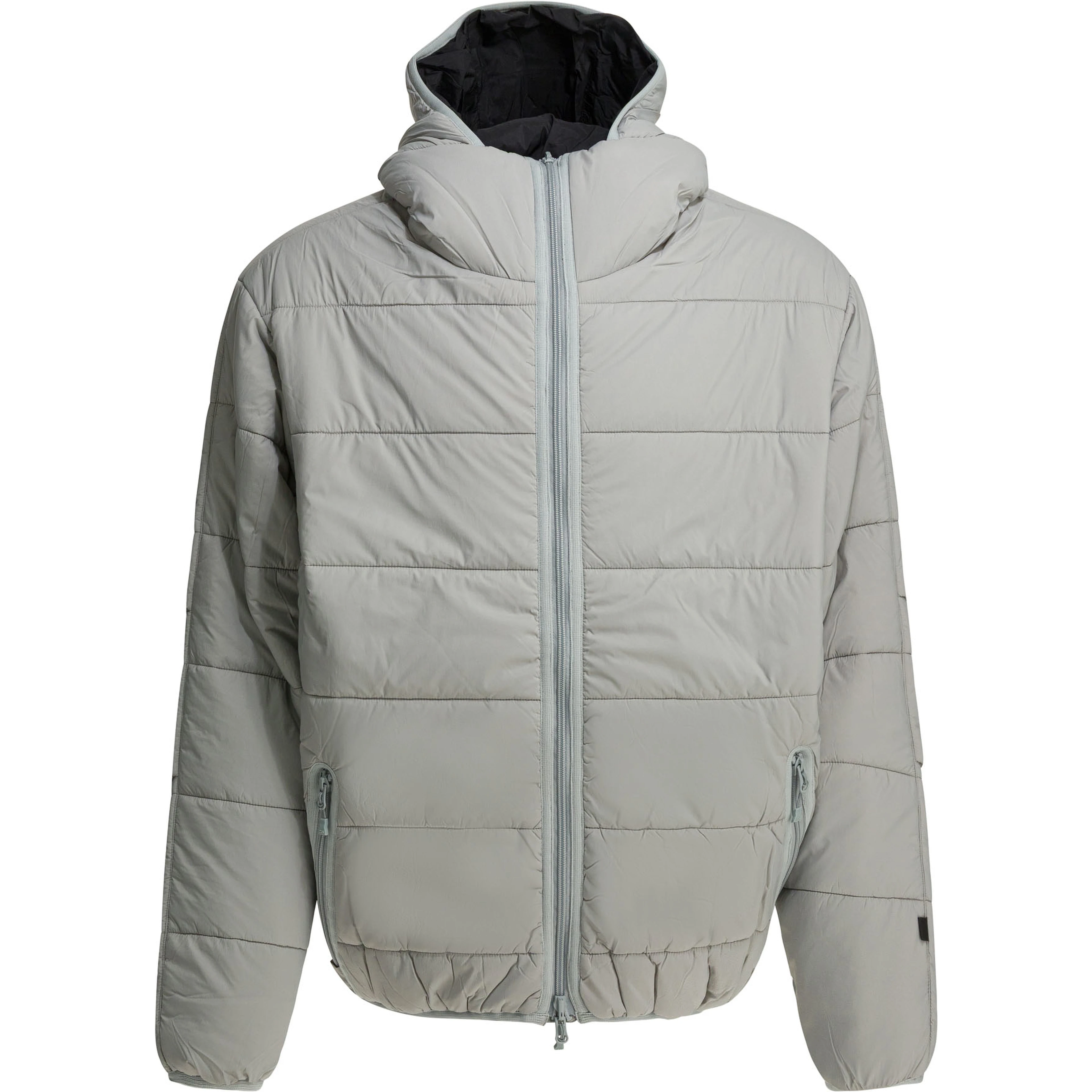 Reversible nylon short down jacket