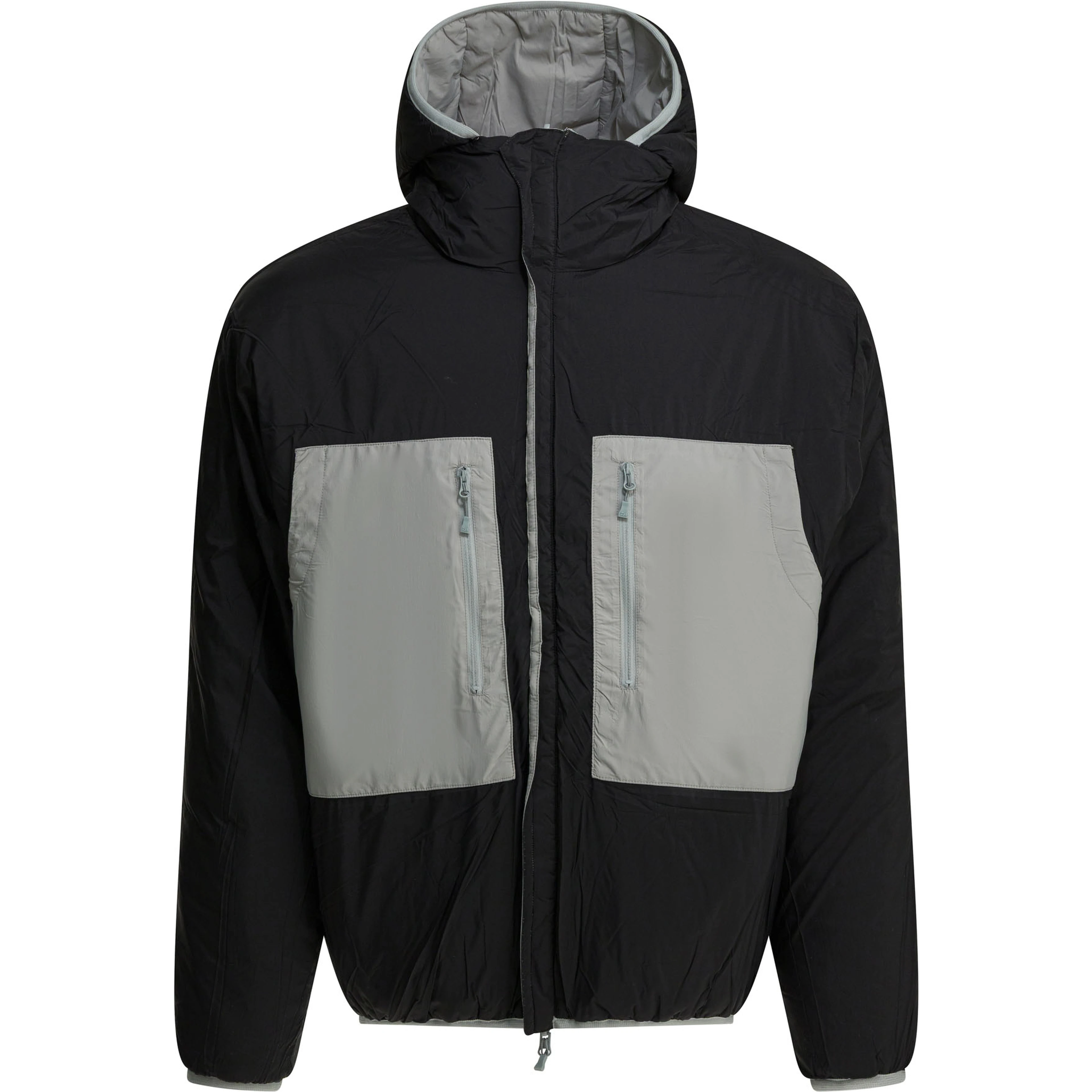 Reversible nylon short down jacket
