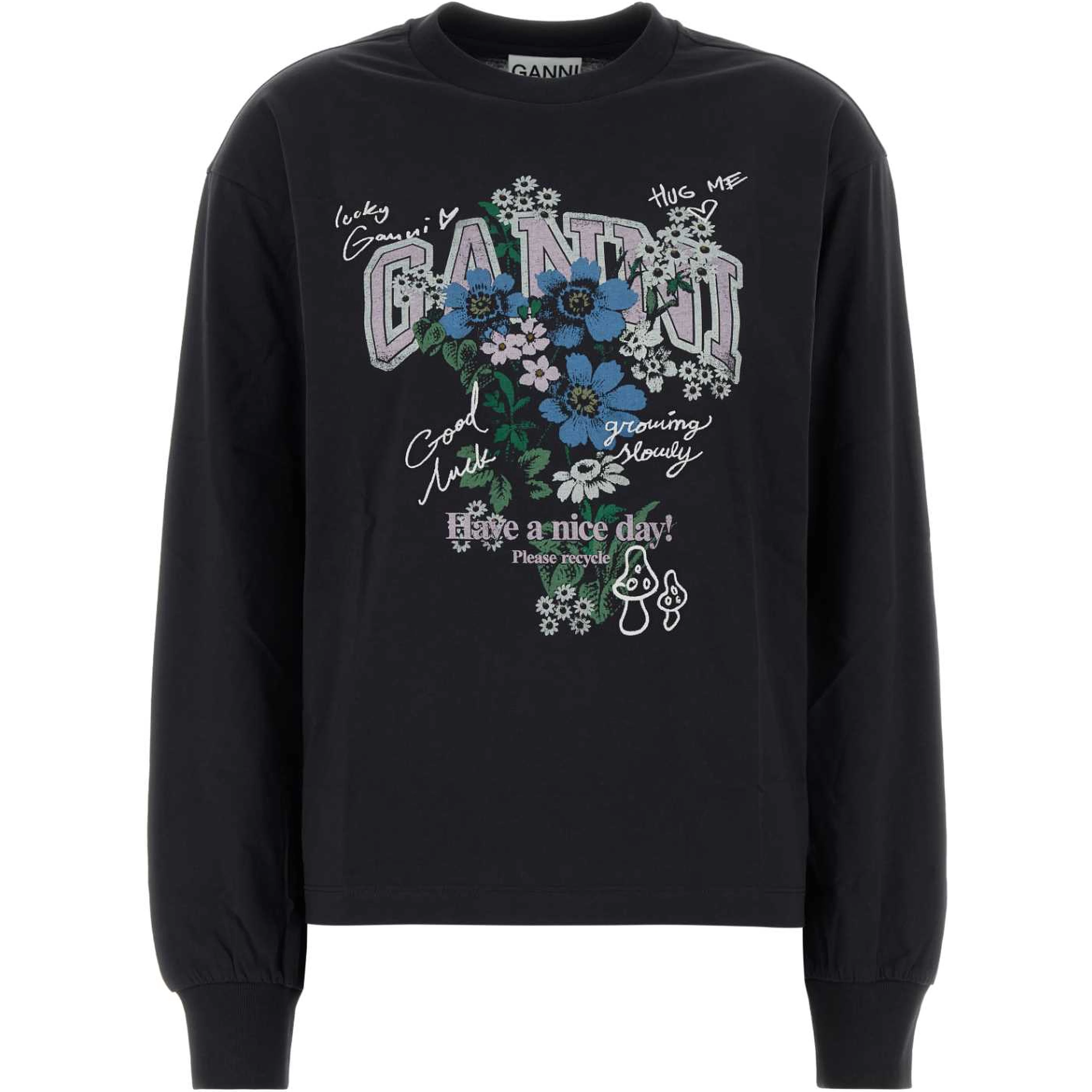 Basic Cotton Jersey Longsleeve Flower Print