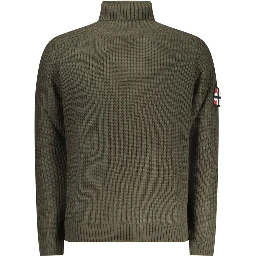 Green Wool Men Turtleneck Sweater