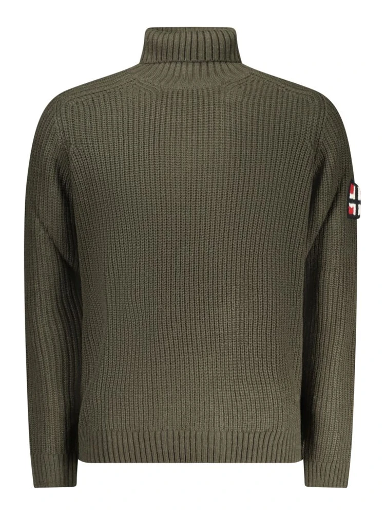 Green Wool Men Turtleneck Sweater