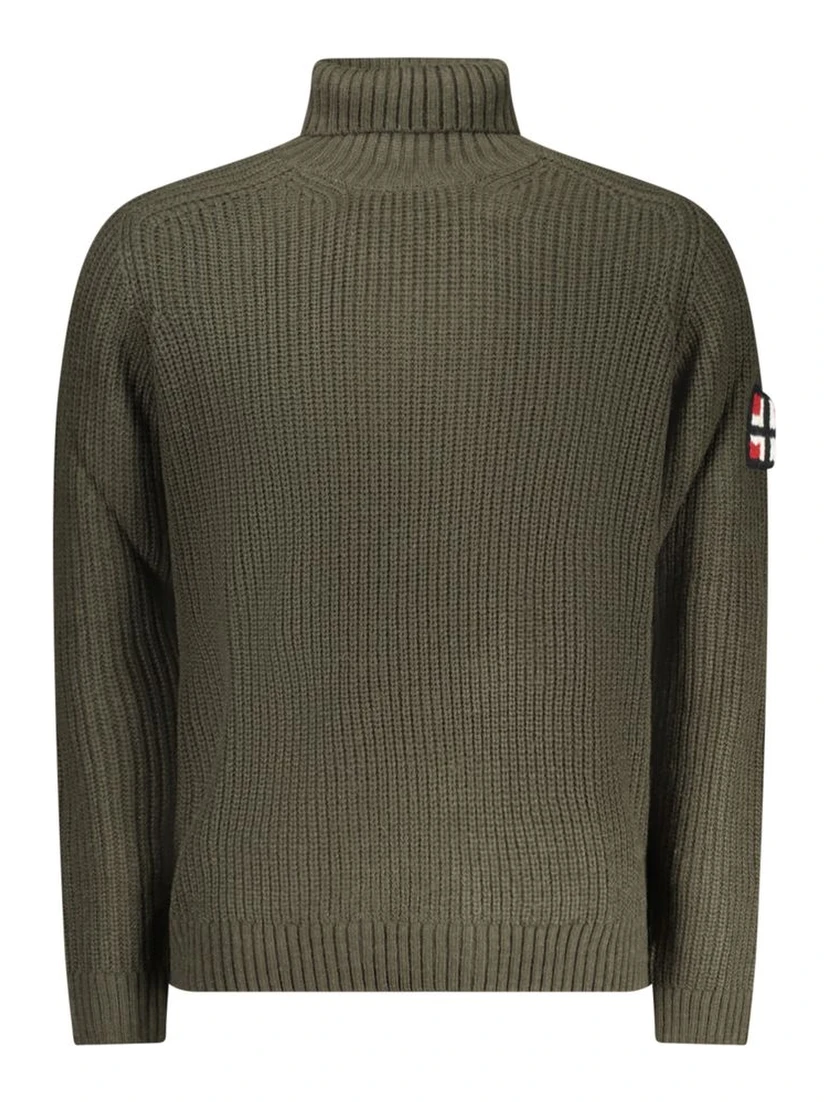 Green Wool Men Turtleneck Sweater