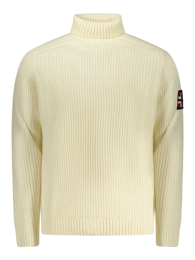 White Wool Men Sweater