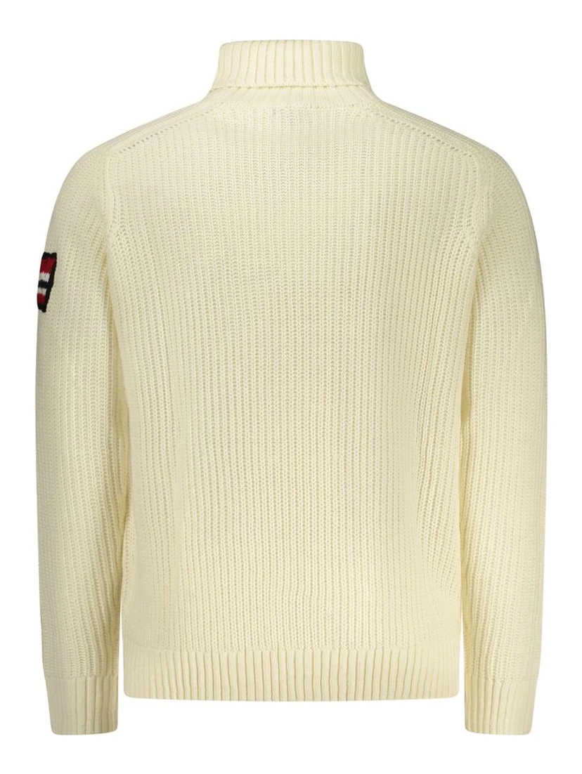 White Wool Men Sweater
