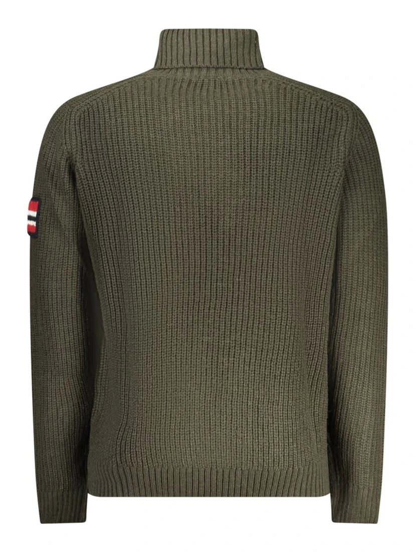 Green Wool Men Turtleneck Sweater