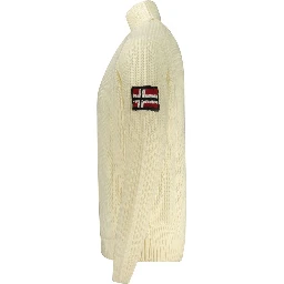 White Wool Men Sweater