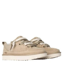 Beige Suede Leather Chunky Sneakers