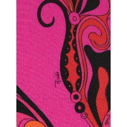 Fuchsia Swimsuit with Asymmetric Neckline and All-Over Orchidea Print in Tech Fabric Stretch for Women