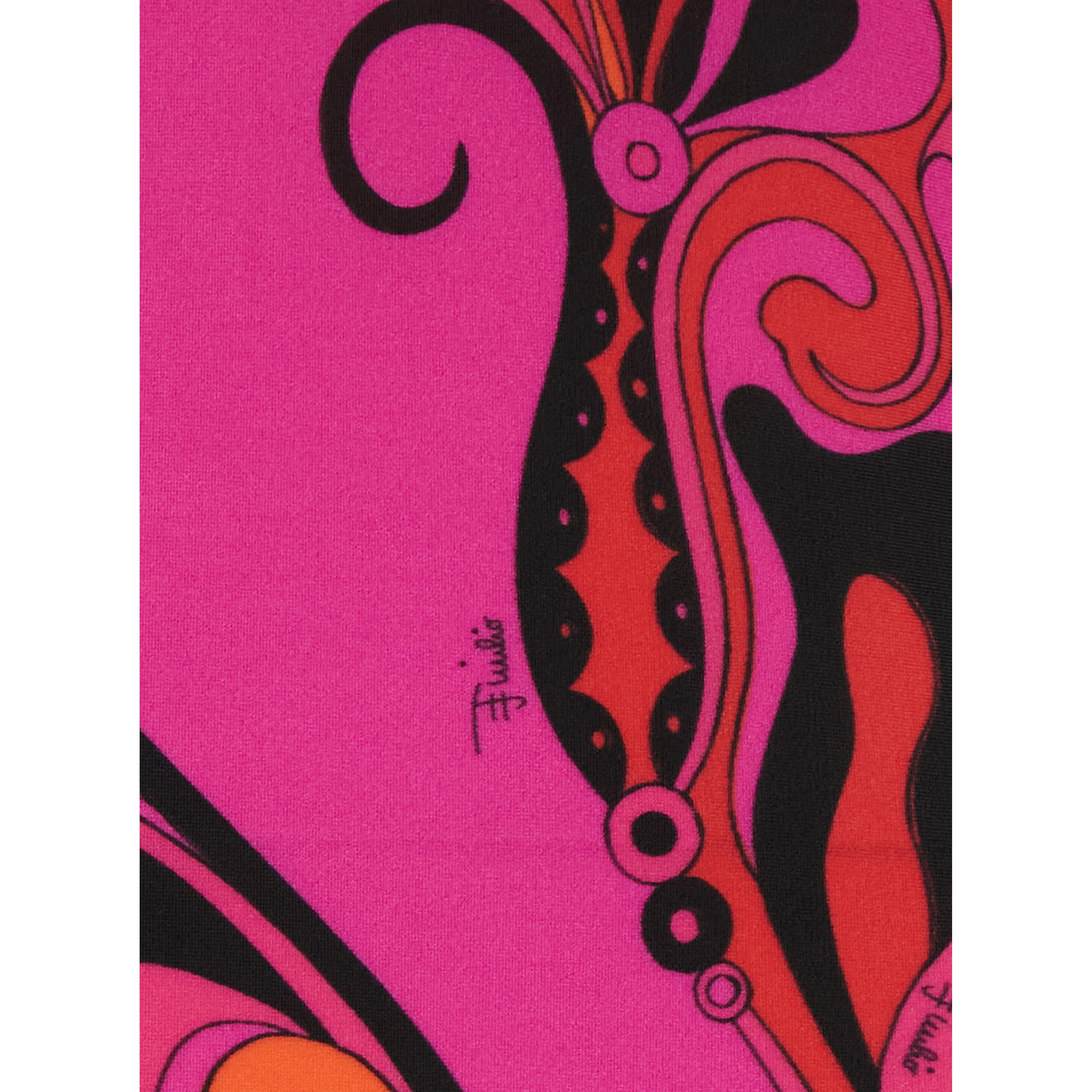 Fuchsia Swimsuit with Asymmetric Neckline and All-Over Orchidea Print in Tech Fabric Stretch for Women