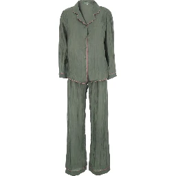 green Suit with shirt and Pants in silk blend Woman