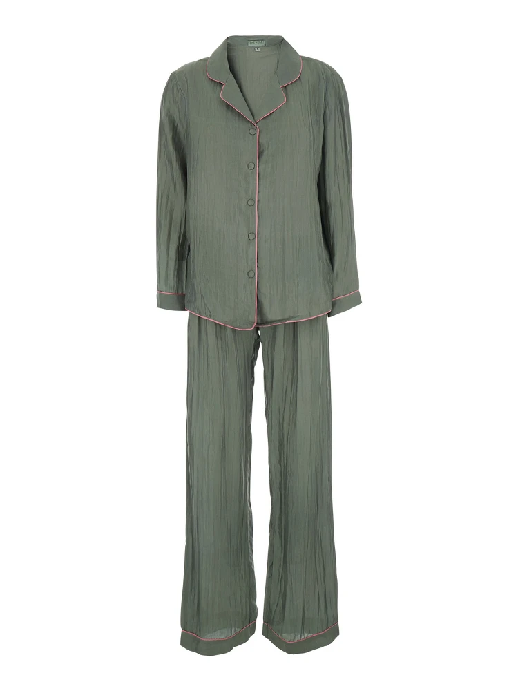 green Suit with shirt and Pants in silk blend Woman