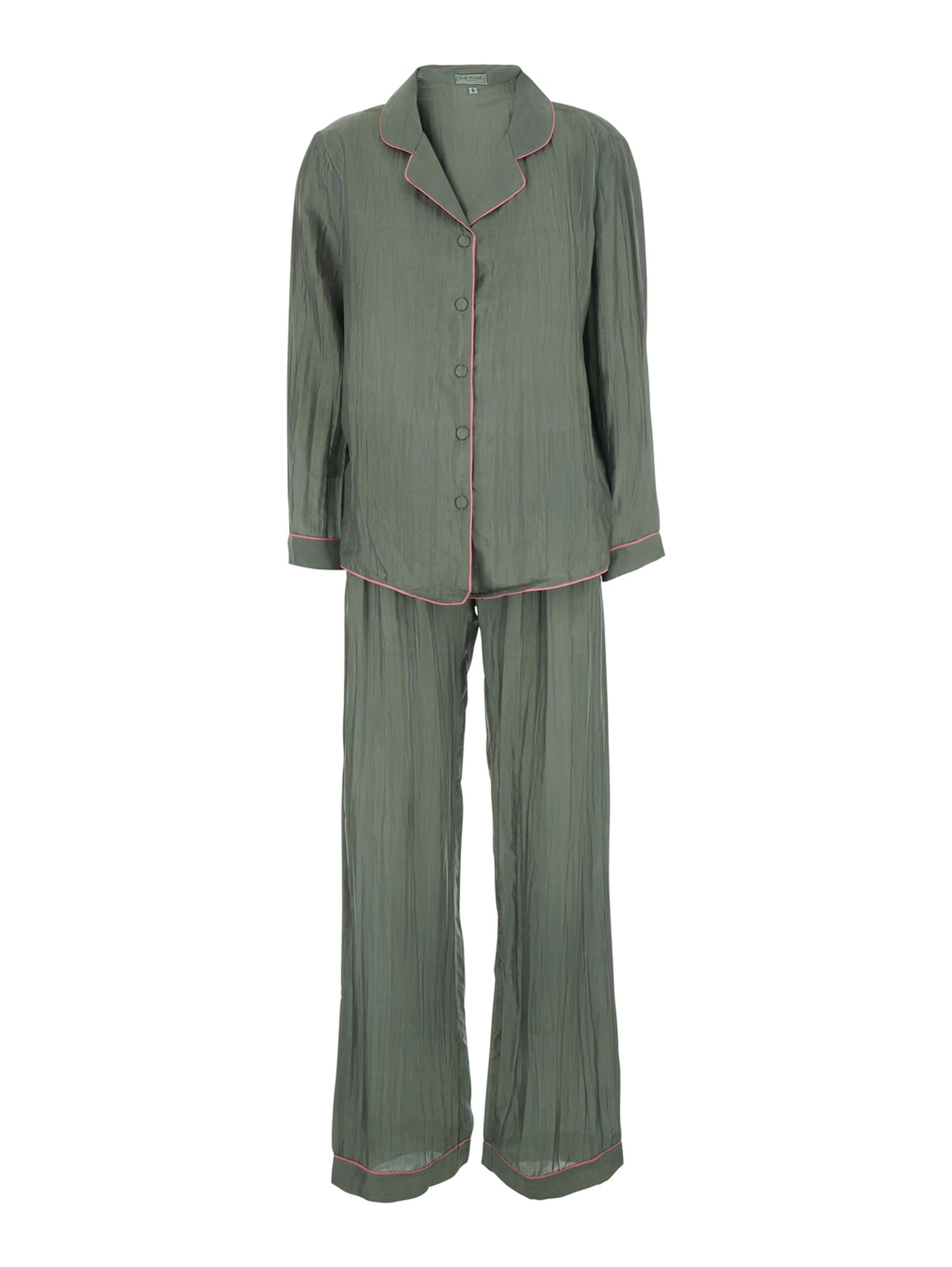 green Suit with shirt and Pants in silk blend Woman