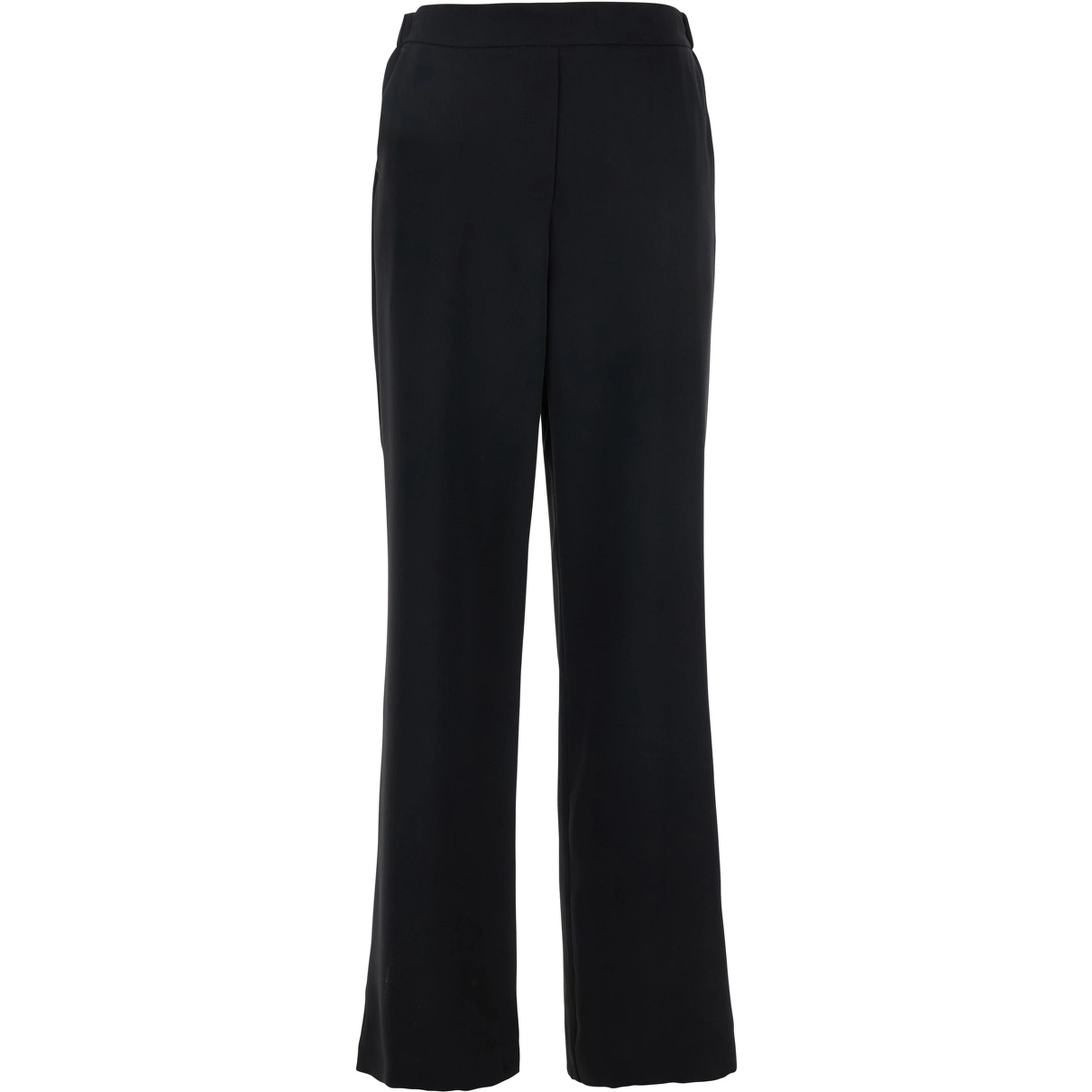 Black Pants with Elasticated Waist at the Back and Wide Leg in Tech Fabric for Women