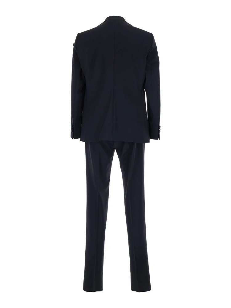 Single-breasted Suit with Peak Revers in Blue Fabric for Men